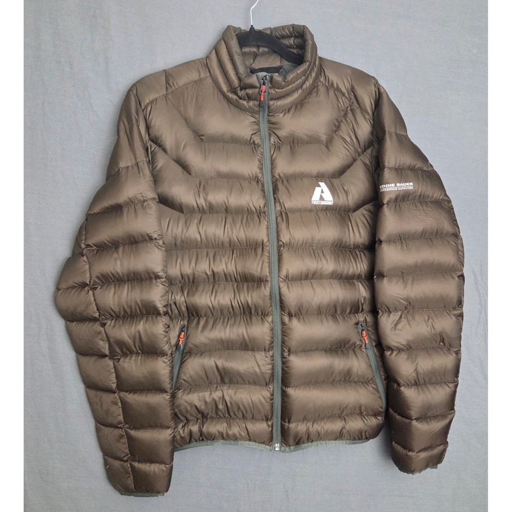Eddie Bauer First Ascent 800 Fill Downlight Puffer Jacket Brown Mens Medium